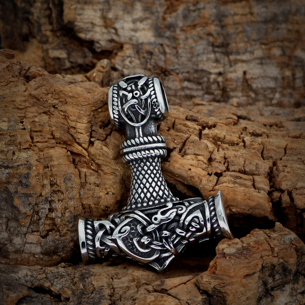 Viking Thor's Hammer Silver Mjolnir Pendant With Handmade Real Leather  Necklace – C&S
